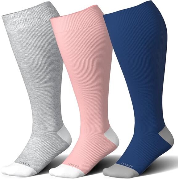 Wide Calf Compression Socks for Women&Men Plus Size 15-20mmHg Knee High - Picture 1 of 7